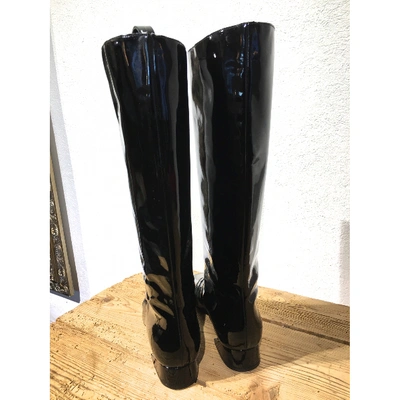 Pre-owned Fendi Patent Leather Boots In Black