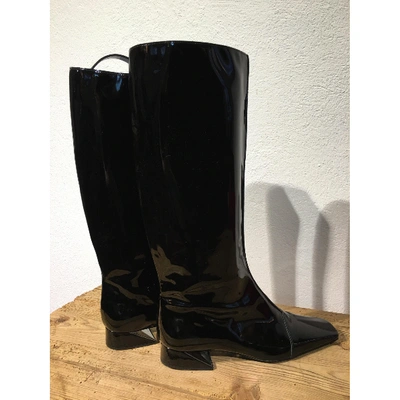 Pre-owned Fendi Patent Leather Boots In Black