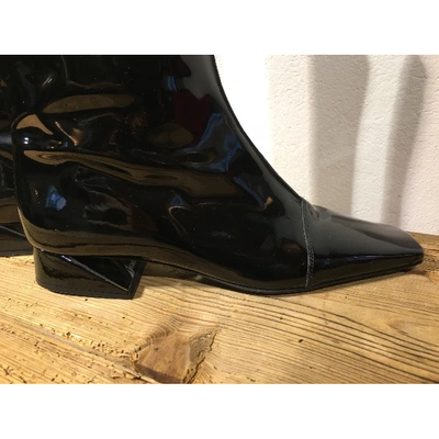 Pre-owned Fendi Patent Leather Boots In Black