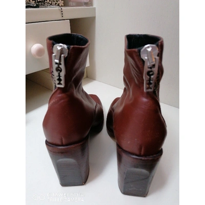 Pre-owned Mcq By Alexander Mcqueen Leather Ankle Boots In Camel