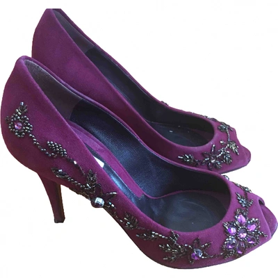 Pre-owned Moschino Purple Suede Heels