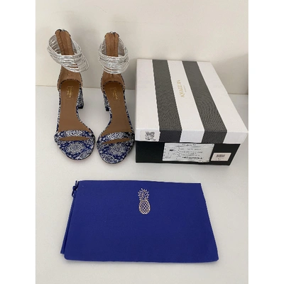 Pre-owned Aquazzura Rendez Vous Cloth Sandal In Blue