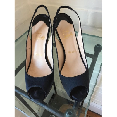 Pre-owned Christian Louboutin Private Number Cloth Heels In Black