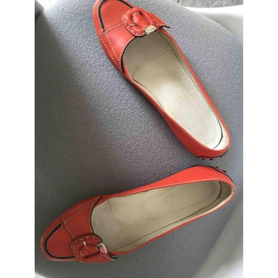 Pre-owned Tod's Leather Ballet Flats In Orange