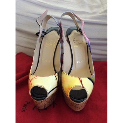 Pre-owned Christian Louboutin Patent Leather Sandal In Multicolour