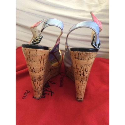 Pre-owned Christian Louboutin Patent Leather Sandal In Multicolour
