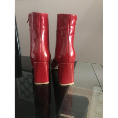 Pre-owned Maryam Nassir Zadeh Patent Leather Ankle Boots In Red