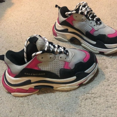 Pre-owned Balenciaga Triple S Cloth Trainers In Pink