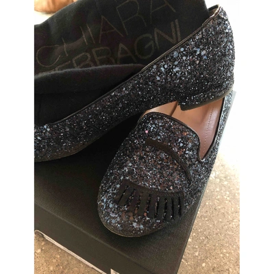 Pre-owned Chiara Ferragni Blue Glitter Ballet Flats