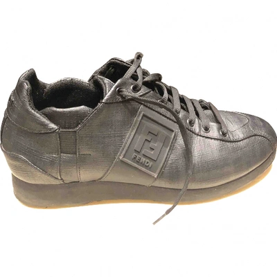 Pre-owned Fendi Leather Trainers In Black