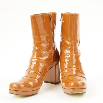 Pre-owned Amélie Pichard Patent Leather Boots In Camel