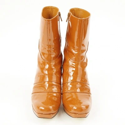 Pre-owned Amélie Pichard Patent Leather Boots In Camel