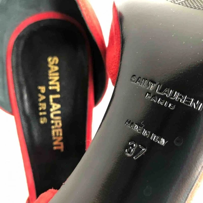 Pre-owned Saint Laurent Red Suede Heels