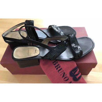 Pre-owned Bruno Magli Black Glitter Sandals