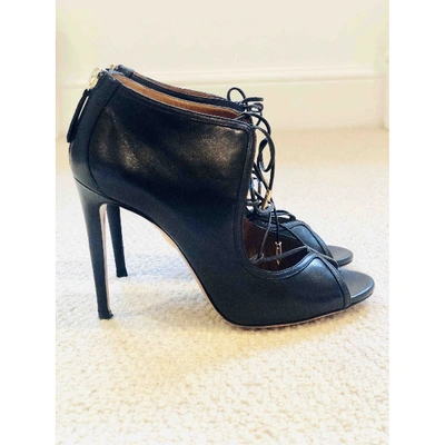 Pre-owned Aquazzura Leather Heels In Black