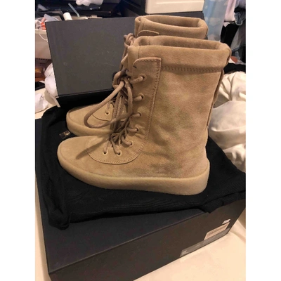 Pre-owned Yeezy Boots In Beige