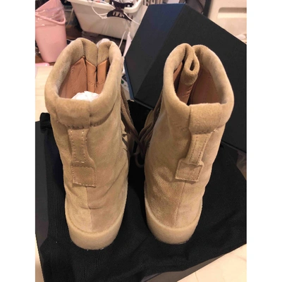 Pre-owned Yeezy Boots In Beige