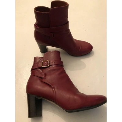Pre-owned Michel Vivien Leather Buckled Boots In Burgundy