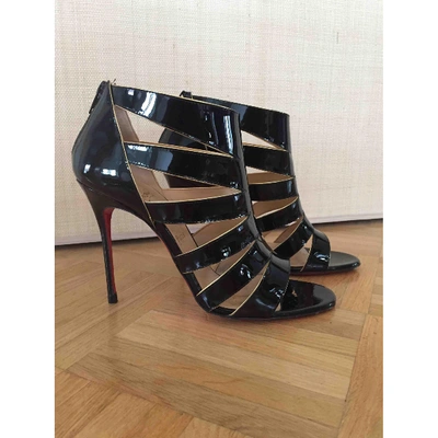 Pre-owned Christian Louboutin Patent Leather Sandals In Black
