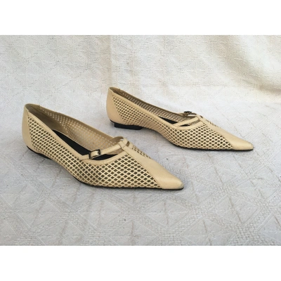 Pre-owned Barbara Bui Leather Ballet Flats In Beige