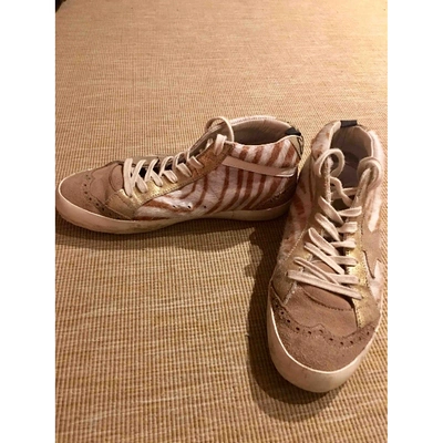 Pre-owned Golden Goose Mid Star Camel Pony-style Calfskin Trainers