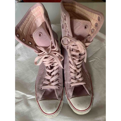 Pre-owned Converse Cloth Trainers In Pink