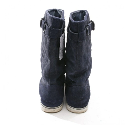 Pre-owned Chanel Blue Suede Boots