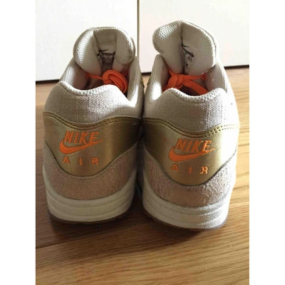 Pre-owned Nike Air Max 1 Cloth Trainers In Gold