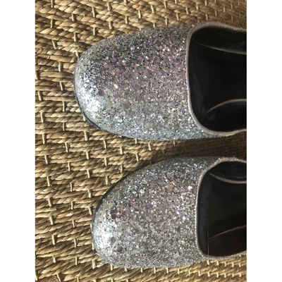 Pre-owned Saint Laurent Silver Glitter Ballet Flats