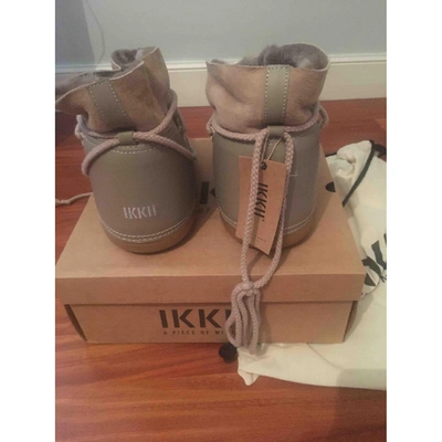 Pre-owned Ikkii Beige Leather Ankle Boots