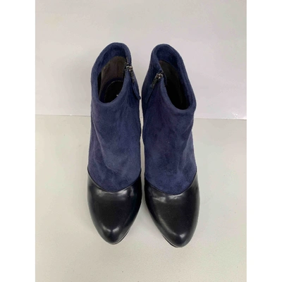 Pre-owned Fendi Ankle Boots In Navy