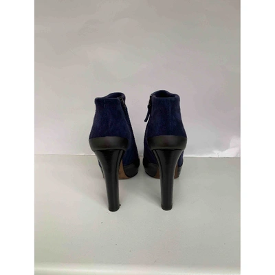 Pre-owned Fendi Ankle Boots In Navy