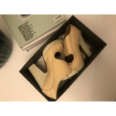 Pre-owned Trussardi Leather Heels In Ecru