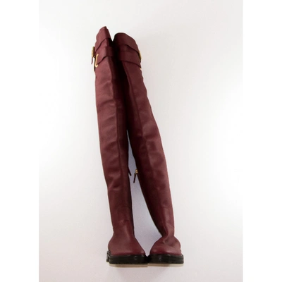 Pre-owned Valentino Garavani Leather Boots In Red