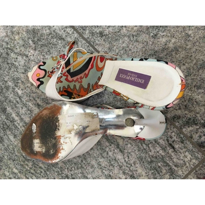Pre-owned Emilio Pucci Leather Mules In White