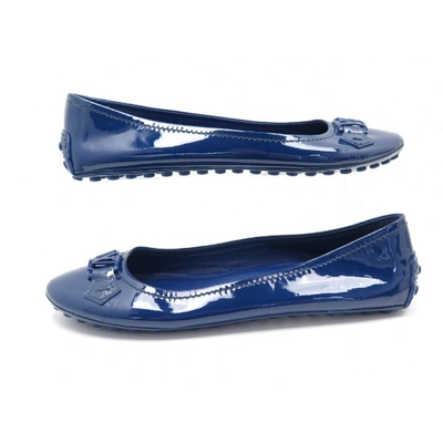 Pre-owned Louis Vuitton Blue Patent Leather Ballet Flats