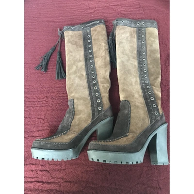 Pre-owned Saint Laurent Boots In Camel