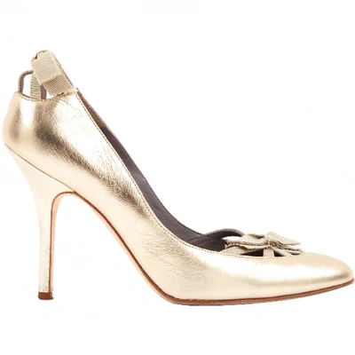 Pre-owned Anya Hindmarch Leather Heels In Gold