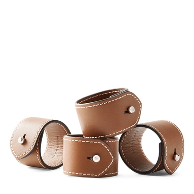 Shop Ralph Lauren Wyatt Napkin Ring Set In Saddle