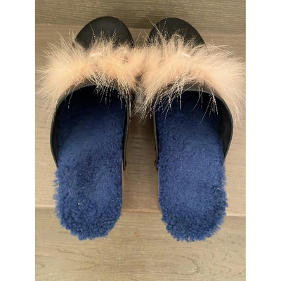 Pre-owned Fendi Black Fox Mules & Clogs