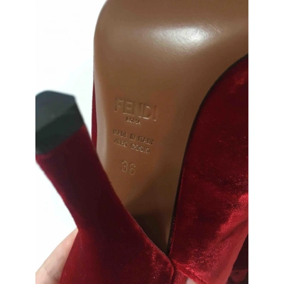 Pre-owned Fendi Velvet Sandal In Red