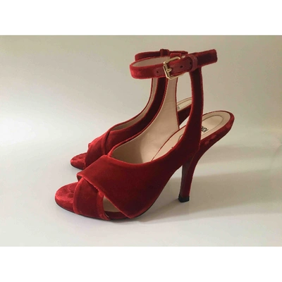 Pre-owned Fendi Velvet Sandal In Red