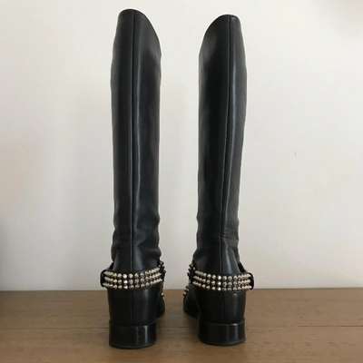 Pre-owned Christian Louboutin Egoutina Black Leather Boots