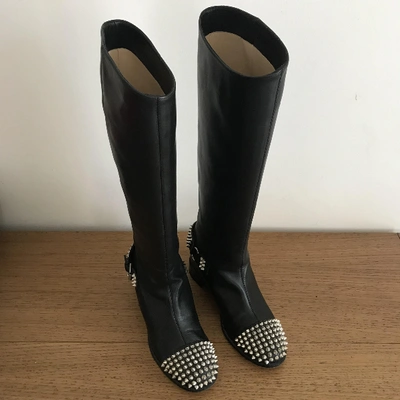 Pre-owned Christian Louboutin Egoutina Black Leather Boots