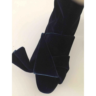 Pre-owned N°21 Velvet Ankle Boots In Blue