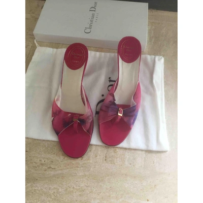 Pre-owned Dior Leather Mules In Pink