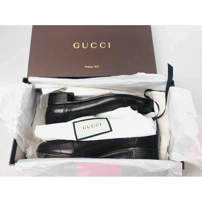 Pre-owned Gucci Brixton Brown Leather Flats