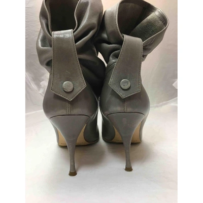 Pre-owned Brian Atwood Leather Ankle Boots In Grey