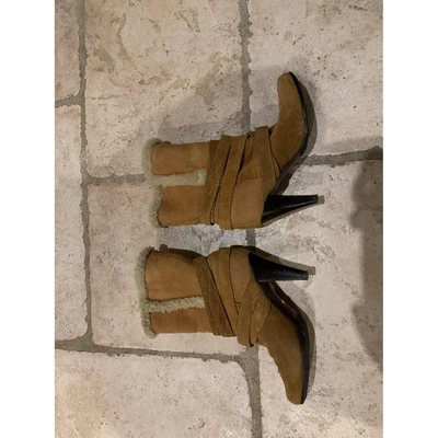 Pre-owned Mulberry Camel Shearling Ankle Boots