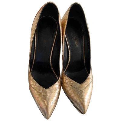 Pre-owned Saint Laurent Janis Gold Leather Heels